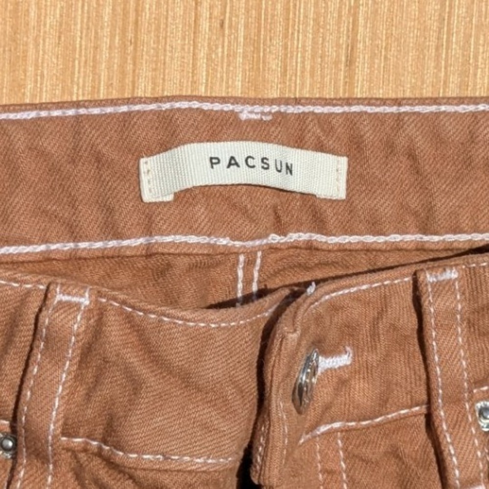 Pacsun Jeans Eco Tan Tie Dye Boho Hippie High Waist Raw Hem Mom Jeans 24 - Picture 5 of 7